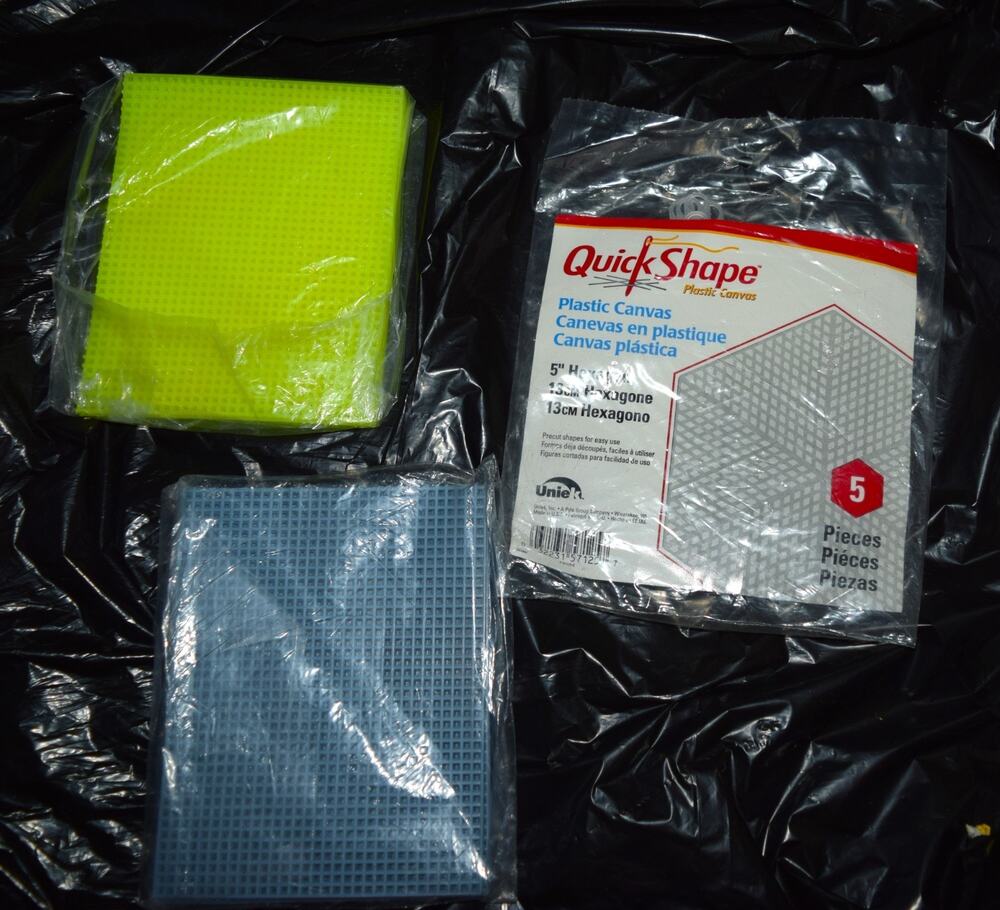 Lot of 3 Uniek Quick Shape Plastic Canvas - 6” Circle & 5” Hexagon & 2 x 5 pcs